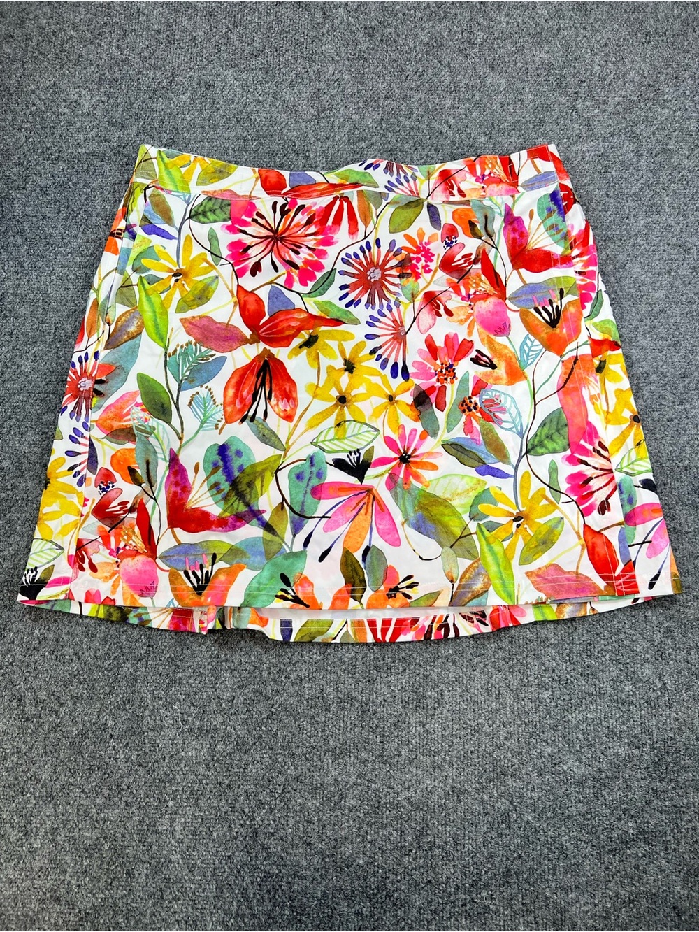 Ripskirt Hawaii Floral Swim Coverup Skirt in White with Multicolor Floral Print